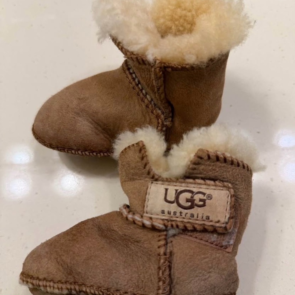 UGG Tan Kids Boots with Cream Fur